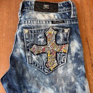 Miss Me, womens, skinny jeans size 26, boyfriend, ankle, colorful cross,tie dye